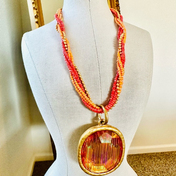 Vintage Dichroic Large pendant necklace - Picture 9 of 14